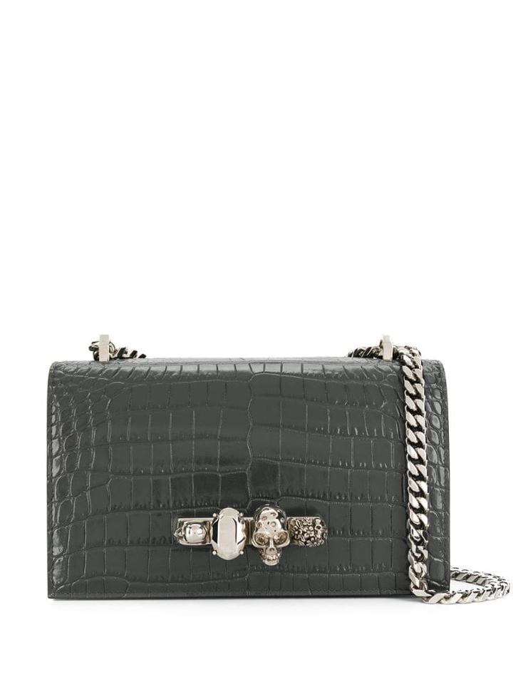 Alexander Mcqueen Jewelled Satchel Bag - Grey