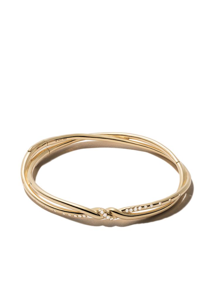 David Yurman 18kt Yellow Gold Continuance Pavé Diamond Bangle -