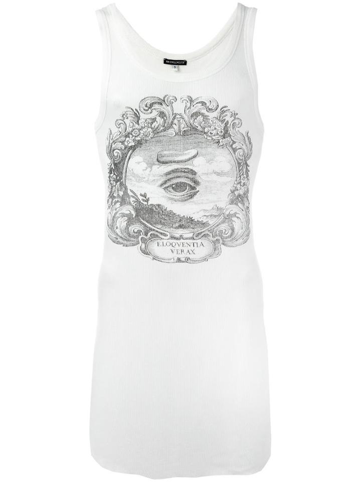 Ann Demeulemeester Eye Print Tank, Men's, Size: Xs, White, Rayon/wool