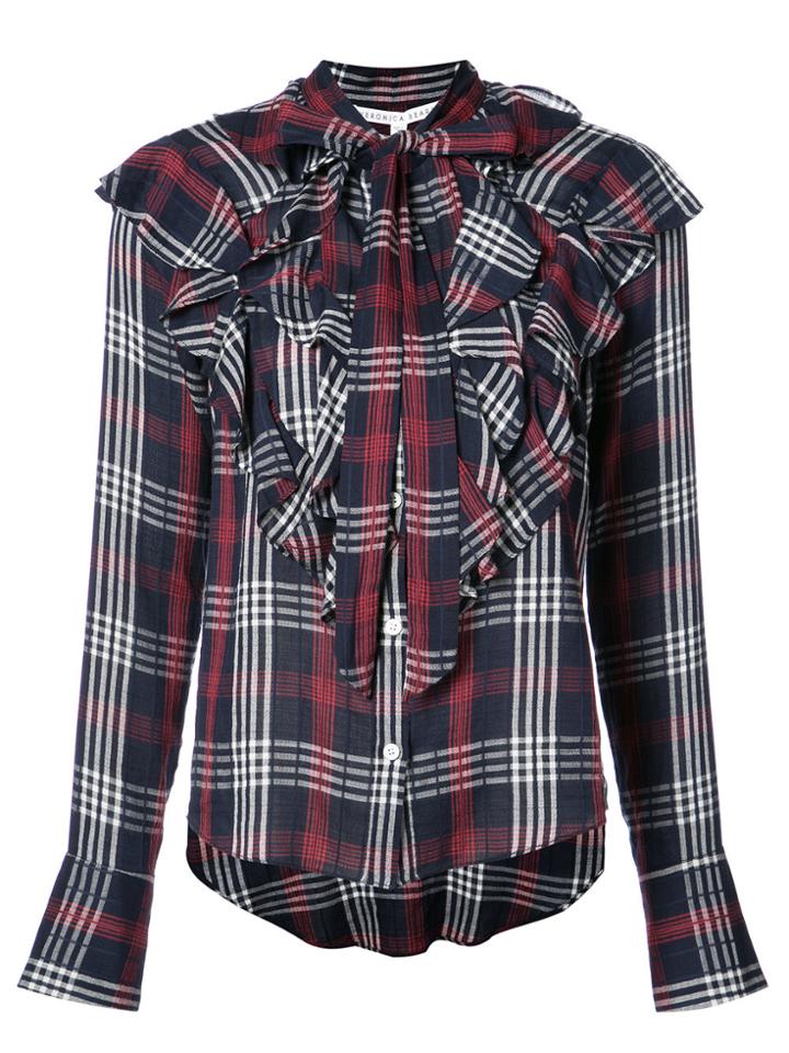 Veronica Beard Finley Ruffle Tie Top - Blue