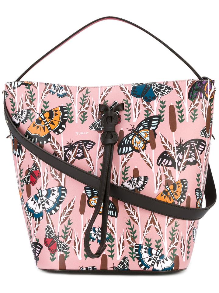 Furla 'vittoria' Drawstring Bag, Women's, Pink/purple, Calf Leather