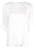 Tibi Pin Dot Shirred Sleeve T-shirt - White