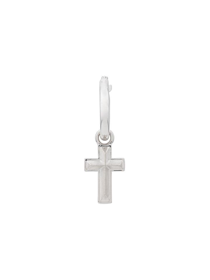 Northskull Angular Cross Hoop Earring - Silver