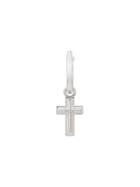 Northskull Angular Cross Hoop Earring - Silver