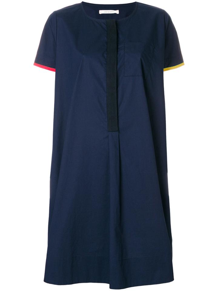 Chinti & Parker Contrast Cuff A-line Dress - Blue