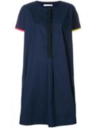 Chinti & Parker Contrast Cuff A-line Dress - Blue