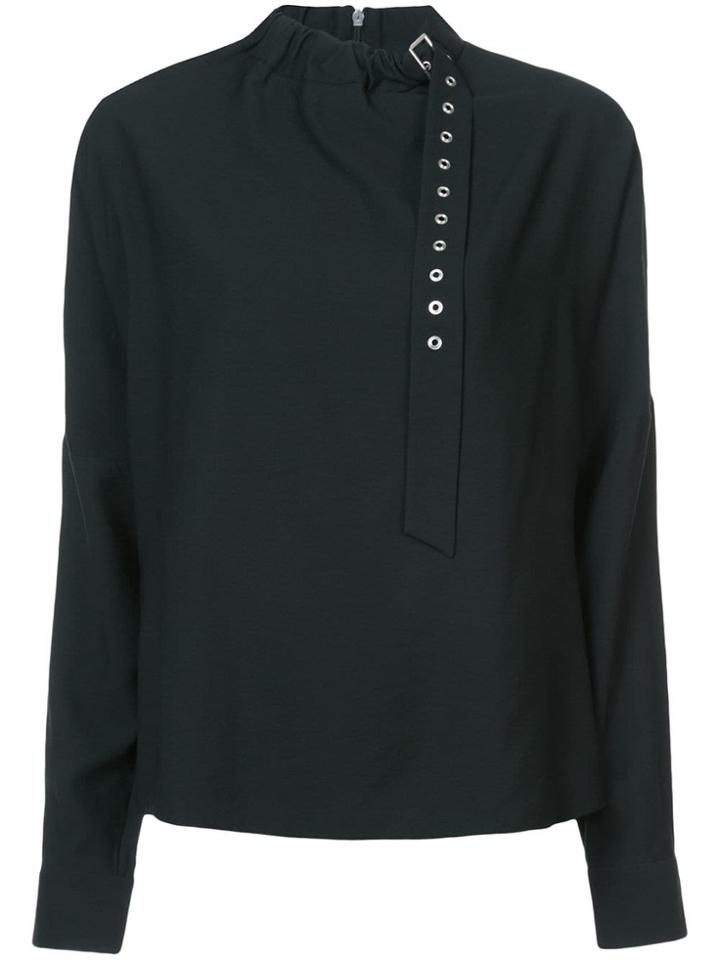 Tibi Twill Buckle Dolman Blouse - Black