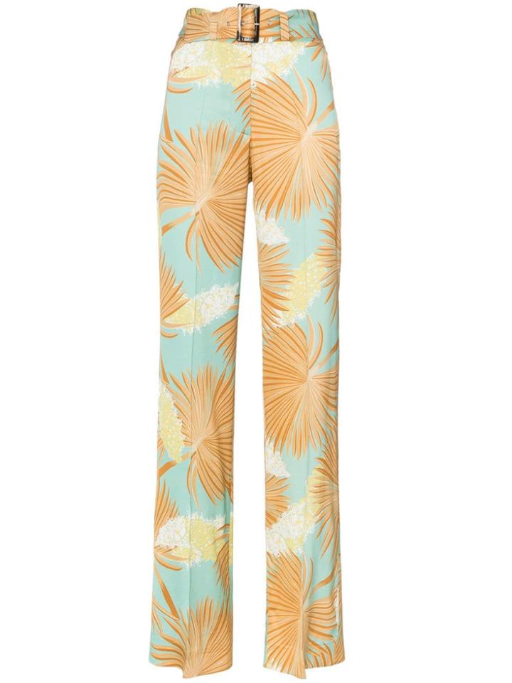 De La Vali Uma Palm Print High-waist Tailored Trousers - 011 Blue Palm