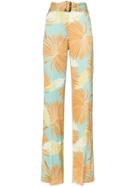 De La Vali Uma Palm Print High-waist Tailored Trousers - 011 Blue Palm