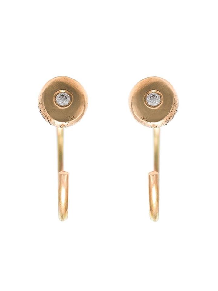 Melissa Joy Manning Flush Set Diamond Hug Hoops, Women's, Metallic, 14kt Gold