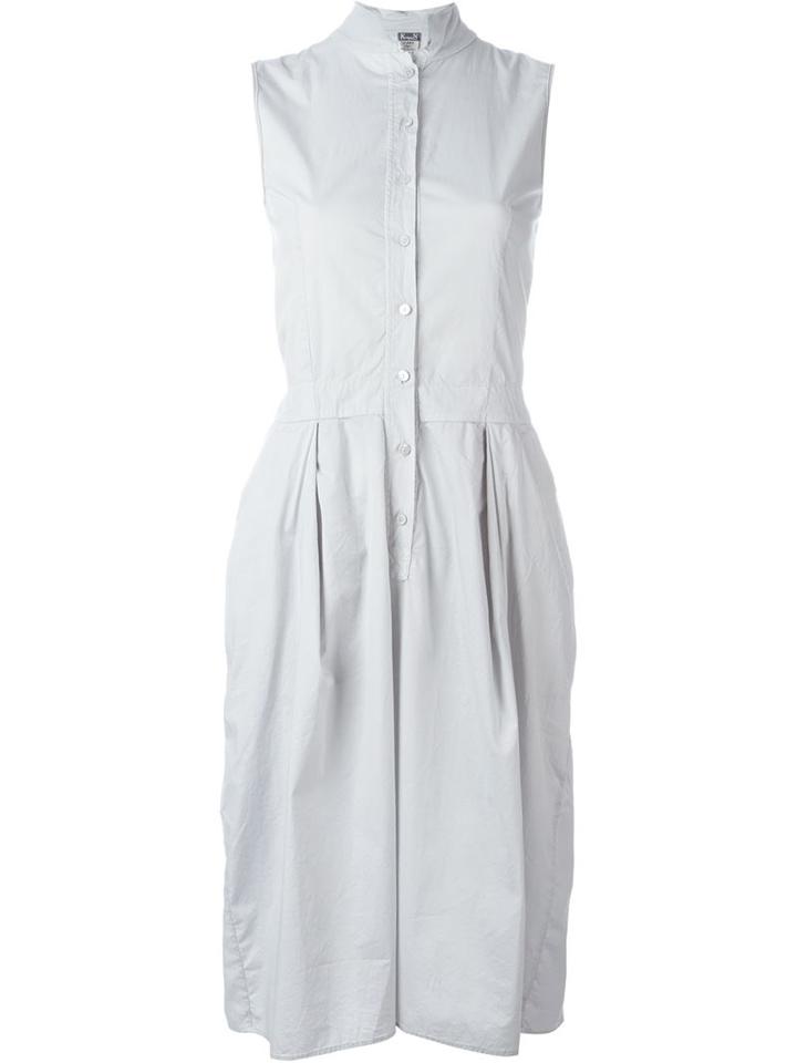 Kristensen Du Nord Button Mid-length Sleeveless Dress, Women's, Size: 3, Grey, Cotton/spandex/elastane