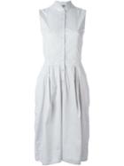 Kristensen Du Nord Button Mid-length Sleeveless Dress, Women's, Size: 3, Grey, Cotton/spandex/elastane