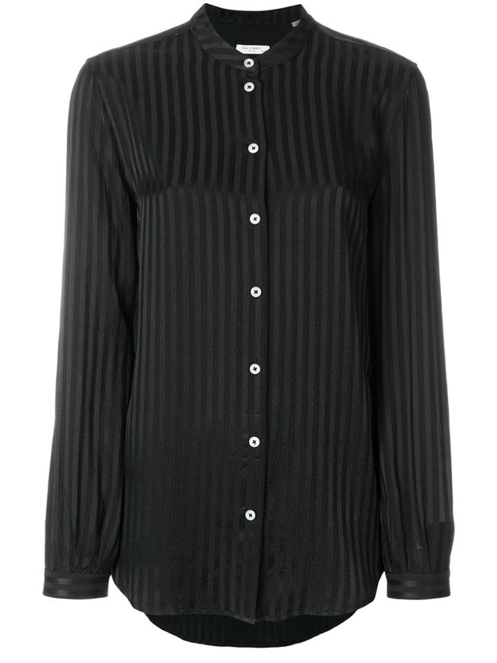 Equipment Henri Striped Collarless Shirt - Black