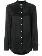 Equipment Henri Striped Collarless Shirt - Black