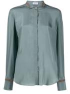 Brunello Cucinelli Embellished Curved Hem Shirt - Blue