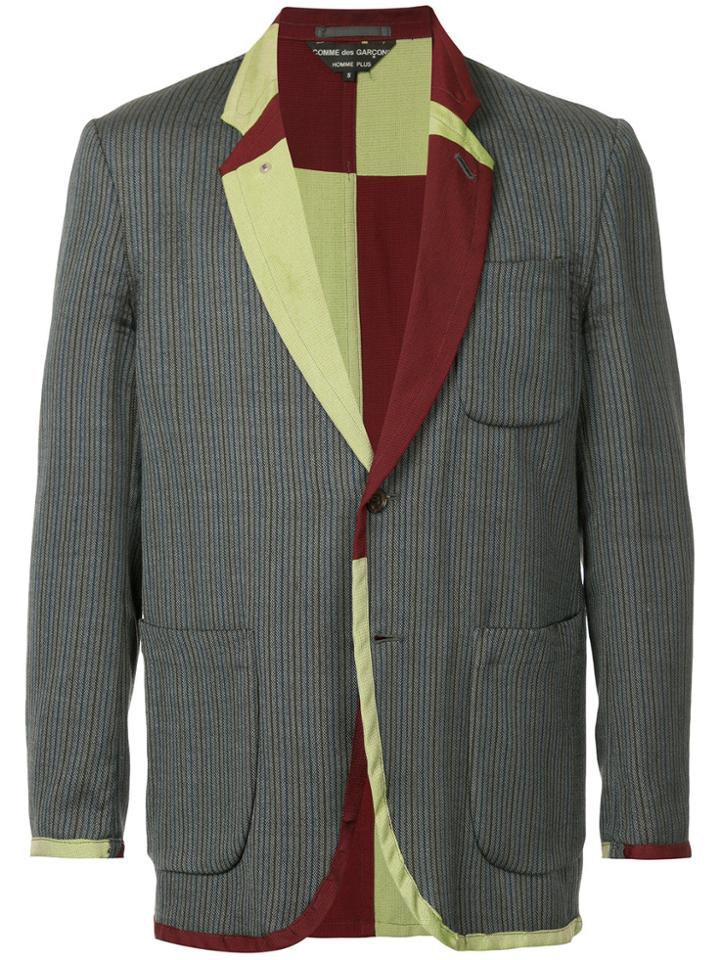 Comme Des Garçons Vintage Striped Patch-pocket Blazer - Multicolour