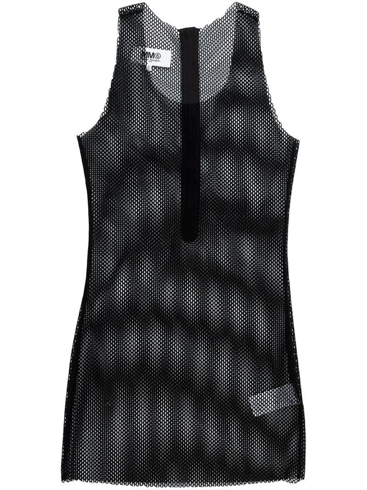 Mm6 Maison Margiela Perforated Tank Top, Women's, Size: Small, Black, Polyamide/spandex/elastane