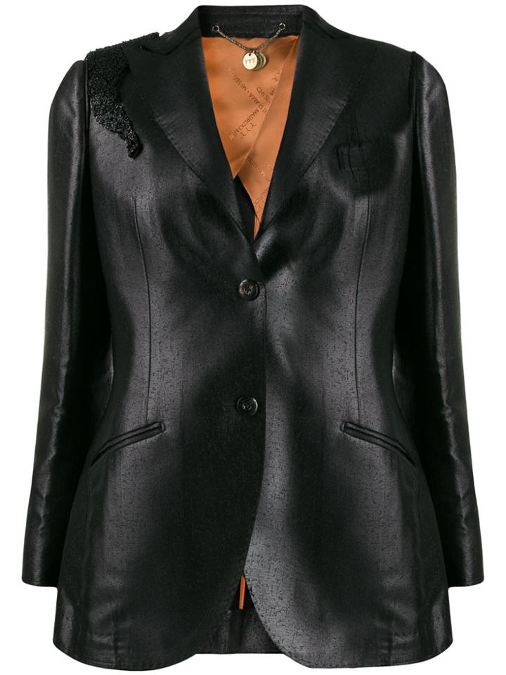 Maurizio Miri Textured Single Breasted Blazer - Black