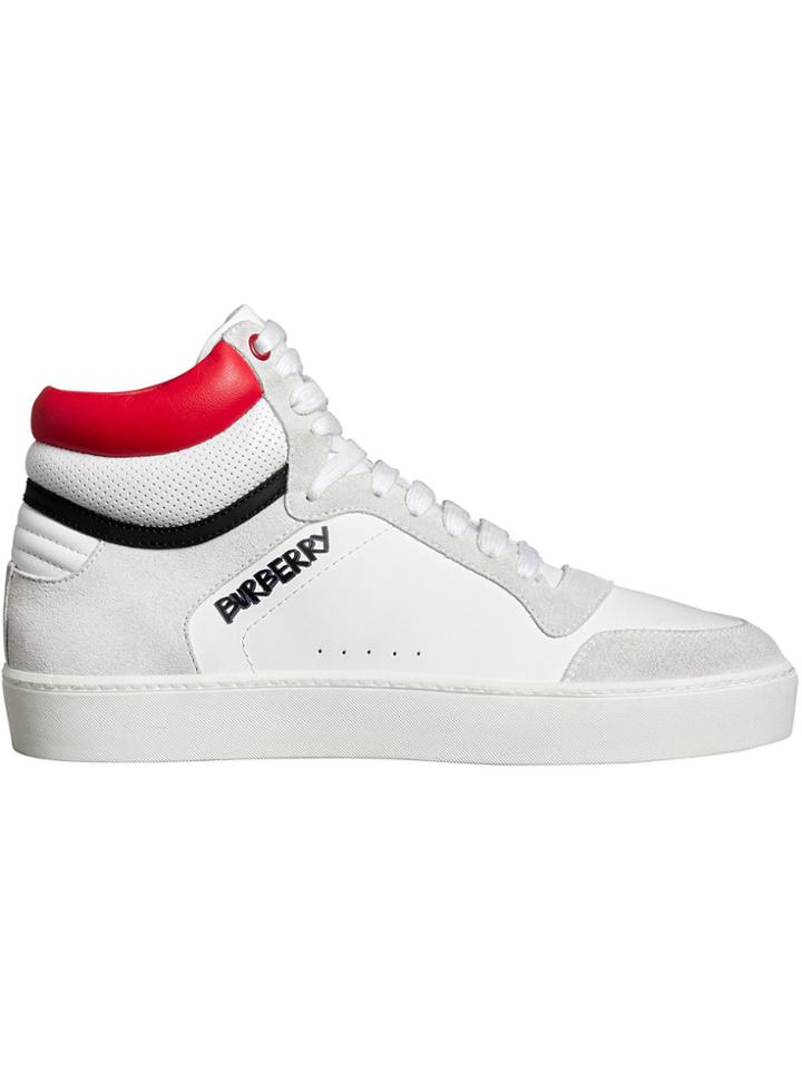 Burberry Leather And Suede High-top Sneakers - White