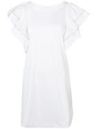 See By Chloé Ruffle Sleeve Short Shift Dress - White
