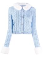 Miu Miu Cashmere Furry Collar Cardigan - Blue