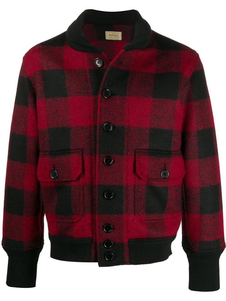 Fortela Check Bomber Jacket - Red