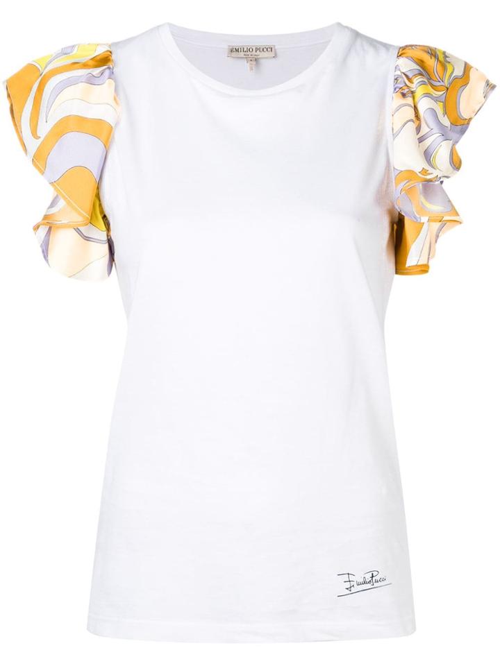 Emilio Pucci Ruffled Sleeves T-shirt - White