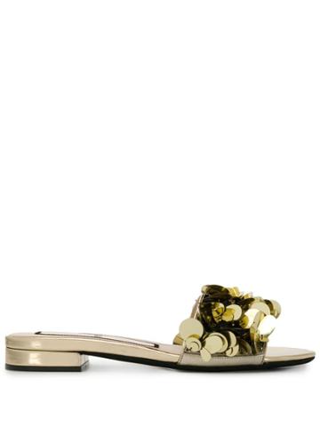 No21 Flat Sequin Sandals - Gold