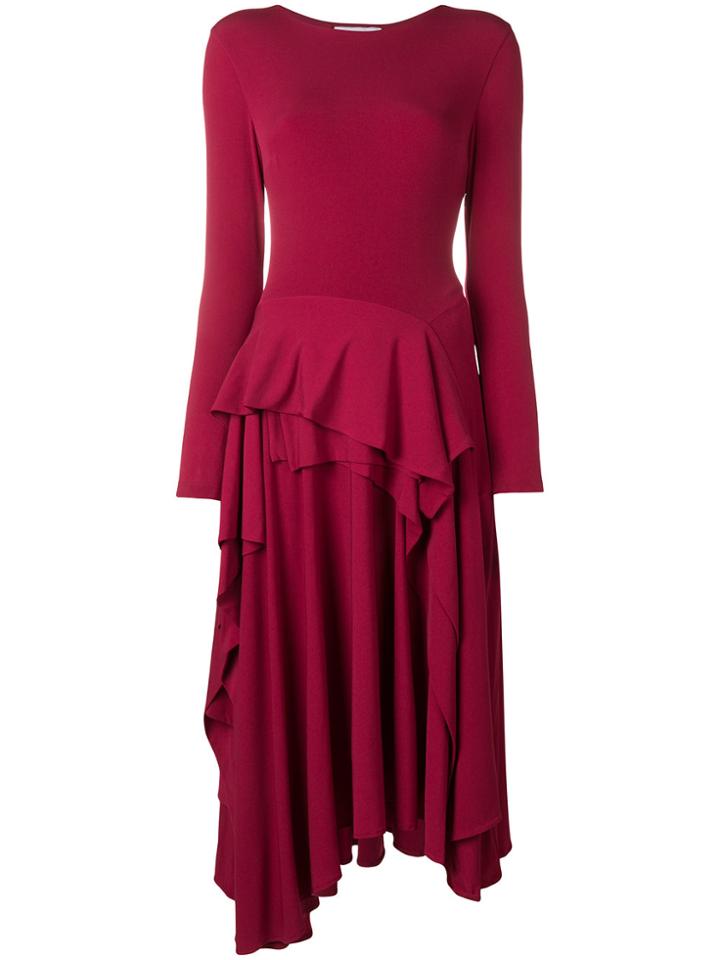 Koché Ruffled Midi Dress - Red