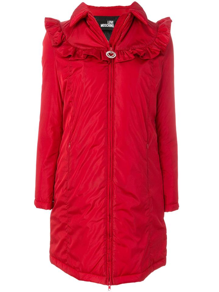 Love Moschino Frilled Shoulders Lightweight Coat - Red