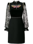 Gucci Embellished Lace-trimmed Dress - Black