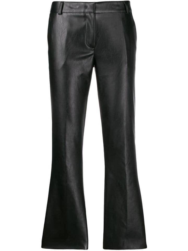 Kiltie Cropped Textured Trousers - Black