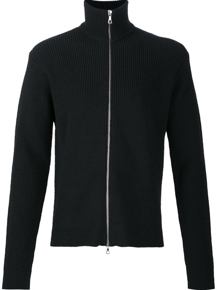 Officine Generale Ribbed Funnel Neck Cardigan