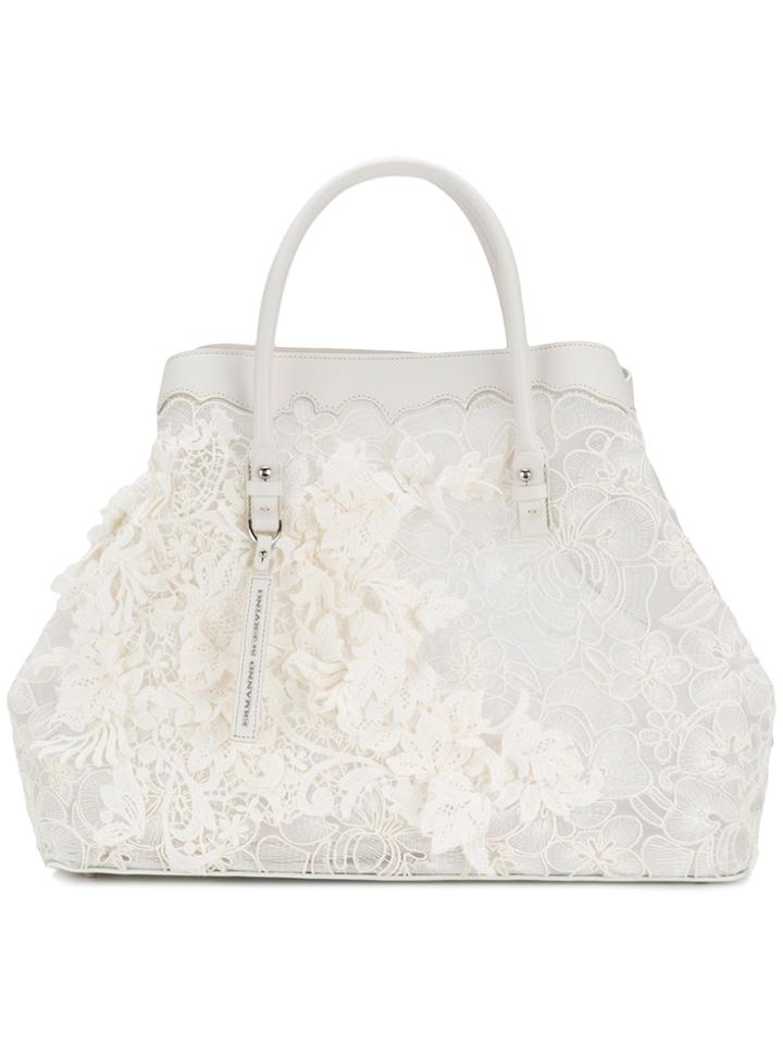Ermanno Scervino Sheer Lace Tote - White