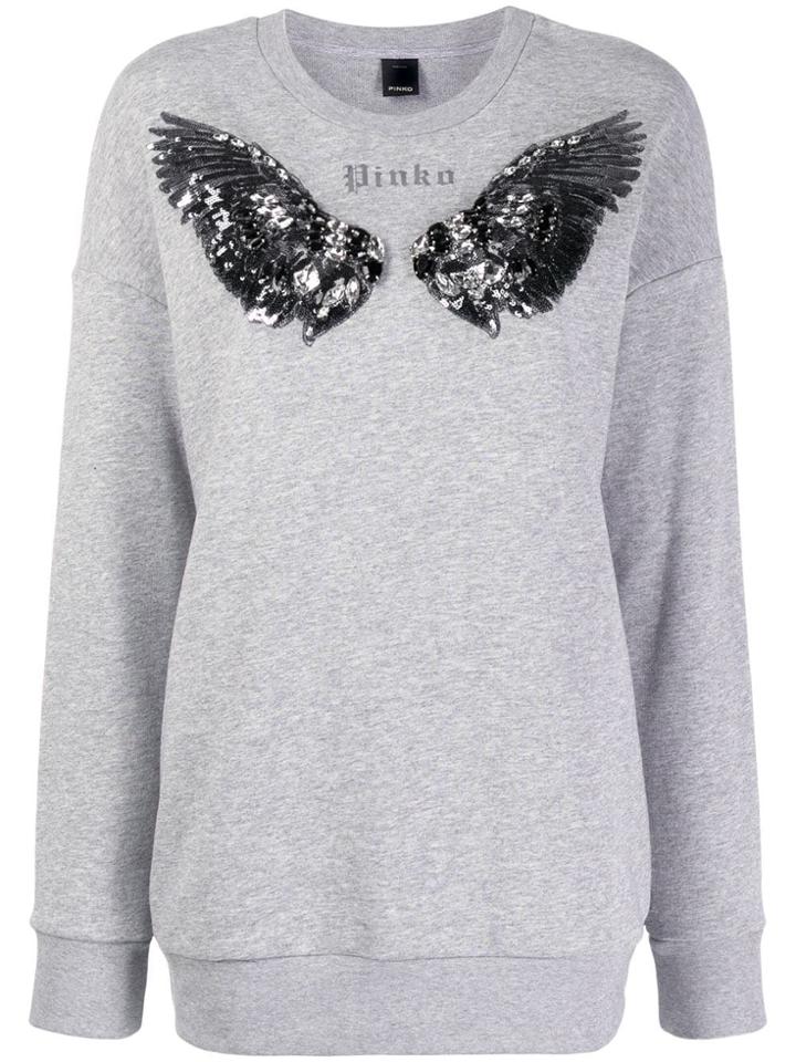 Pinko Sequinned Wing Sweatshirt - Grey