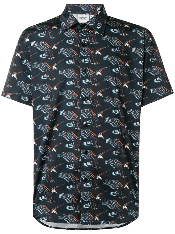Sss World Corp Eagle Print Shirt - Black