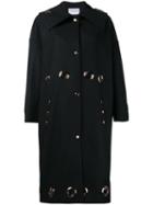Osman Grommet Embellished Oversized Coat, Women's, Size: 6, Blue, Virgin Wool/cashmere/polyamide