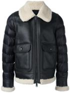 Moncler Padded Sleeve Shearling Jacket, Men's, Size: 2, Brown, Sheep Skin/shearling/polyamide