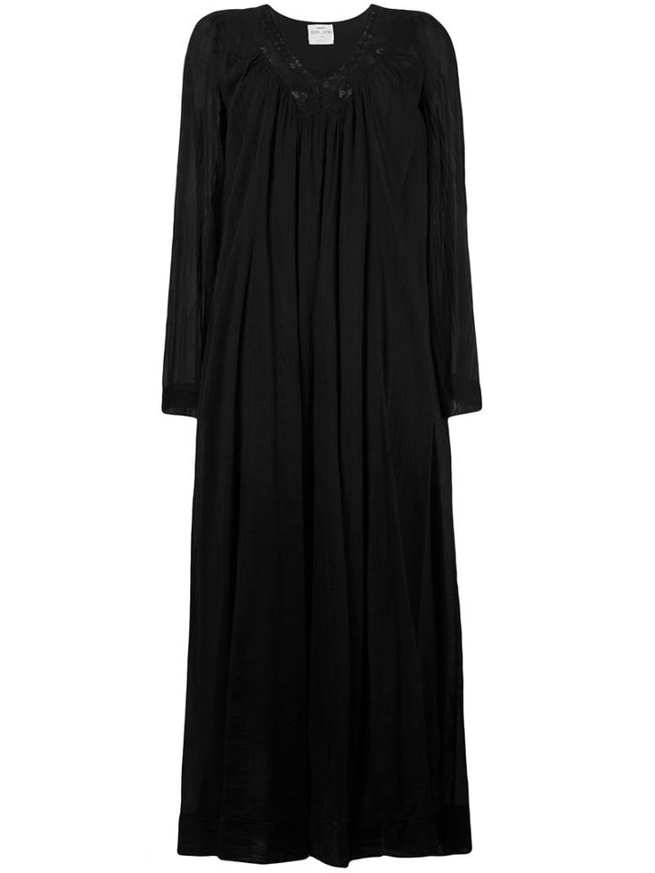 Forte Forte Detailed V-neck Flared Dress, Women's, Size: Ii, Black, Silk/cotton
