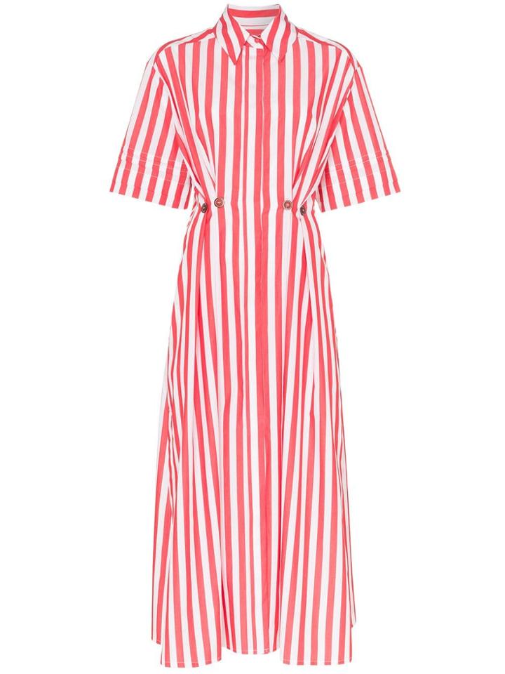 Evi Grintela Patty Stripe Print Cotton Shirt Dress - Red