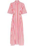 Evi Grintela Patty Stripe Print Cotton Shirt Dress - Red