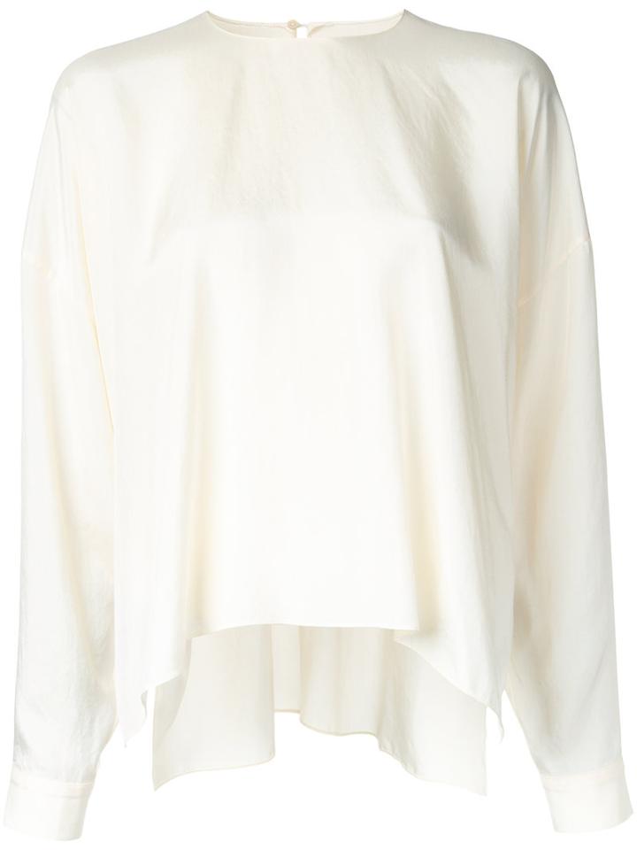 Ms Min Flared Blouse, Women's, Size: Medium, White, Triacetate