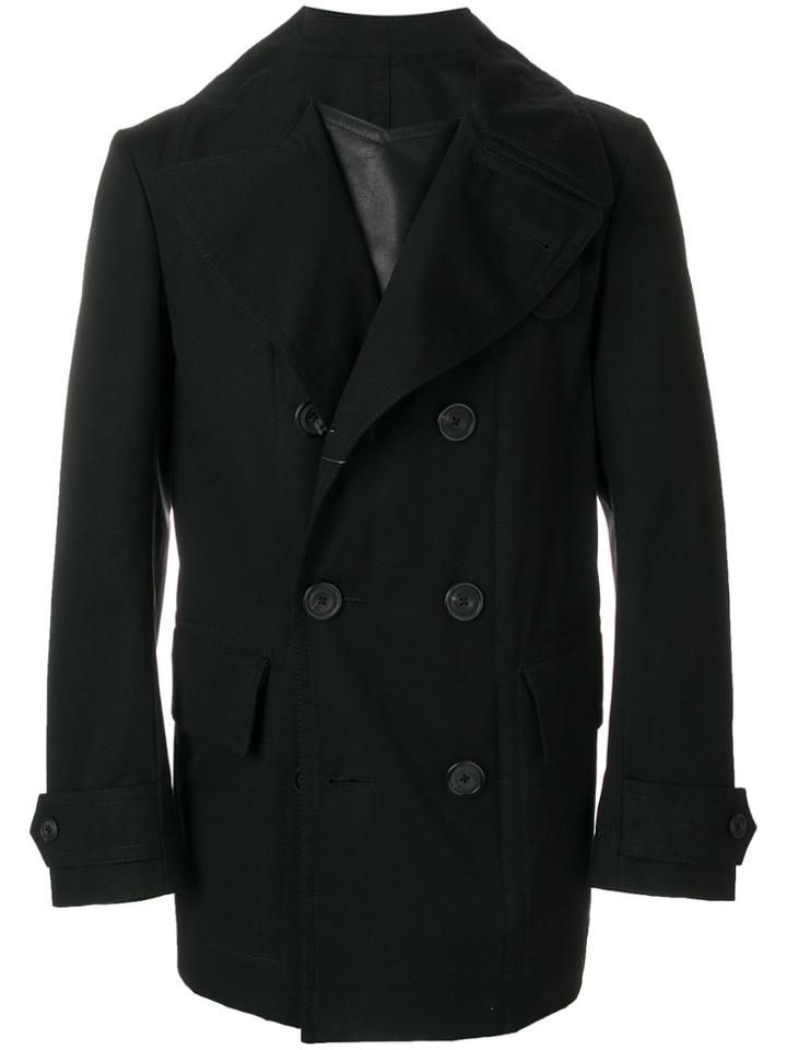 Alexander Mcqueen Leather Insert Trench Coat - Black
