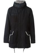 Lanvin Hood Trim Parka Jacket, Men's, Size: 50, Blue, Cotton/viscose/lamb Skin