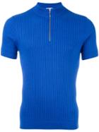 Cmmn Swdn - Woody Zip Shortsleeved Jumper - Men - Cotton - L, Blue, Cotton