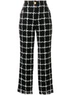 Balmain Grid Pattern Raw Edge Trousers - Black