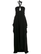 Amen Embellished Halter Neck Gown - Black