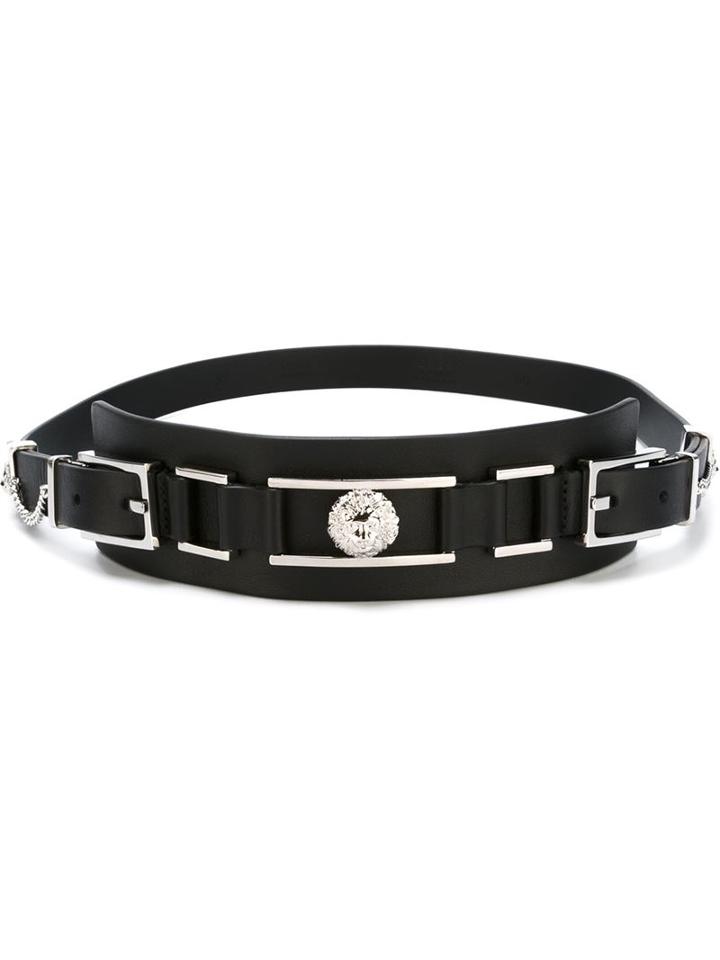 Versus Logo Plaque Belt, Women's, Size: 85, Black, Leather