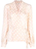 L'agence Polka Dot Wrap Blouse - Pink