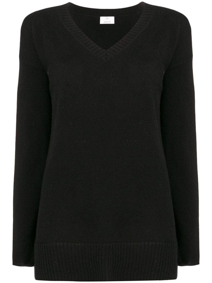 Allude Knit V-neck Jumper - Black